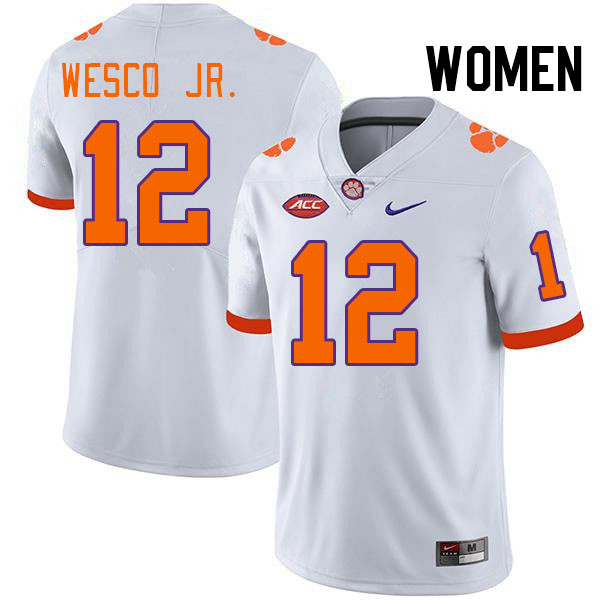 Women #12 Bryant Wesco Jr. Clemson Tigers College Football Jerseys Stitched-White